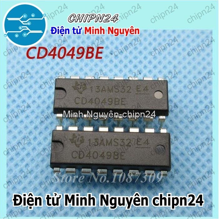 [2 con] (DIP) IC CD4049 DIP-16 (CD4049BE) (IC 6 Cổng đệm đảo)