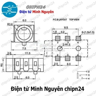 [3 cái] (F111.7) Jack Audio 3.5mm PJ-313 3 nấc SMD Dán (PJ313 5P)
