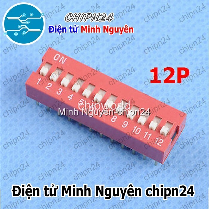 [2 cái] (K83) Công tắc bit 12p Đỏ (Switch 12)