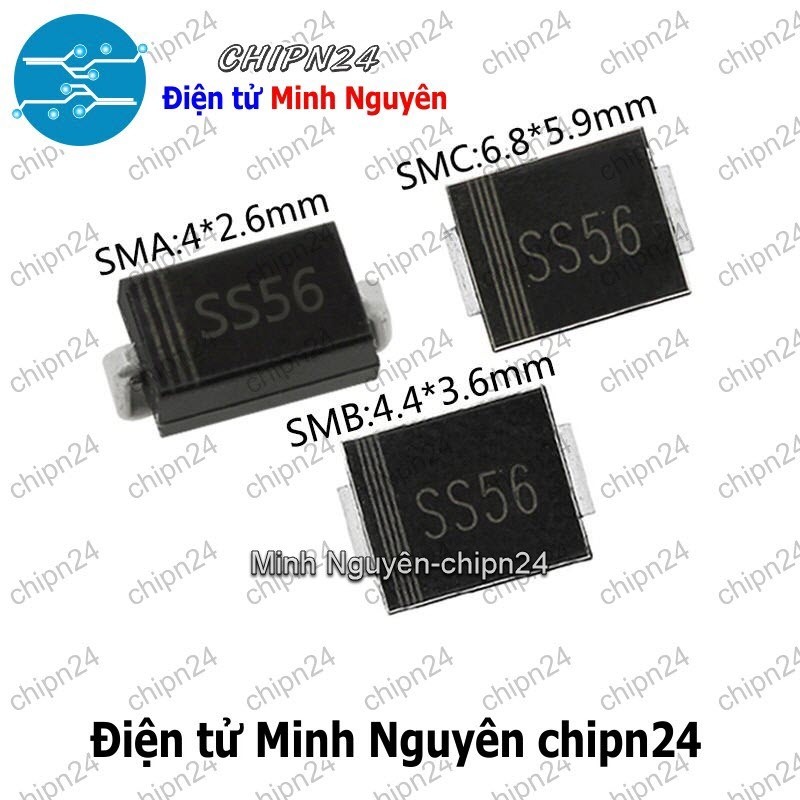[5 con] (G7) Diode Dán SS56 SMA 5A 60V (SMD) (4.3x2.6mm) (Diode xung)