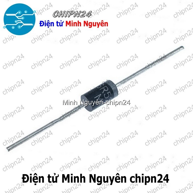 [5 con] (K472) Diode SR5200 DIP DO-27 5A 200V (SR 5200) [Diode Schottky]