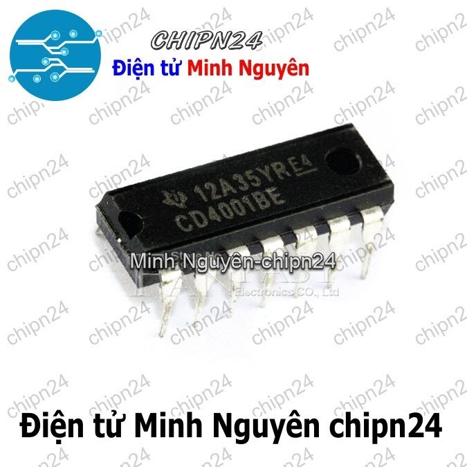 [2 con] (DIP) IC CD4001 DIP-14 (CD4001BE) (IC Cổng NOR (4 Cổng NOR 2 ngõ vào))