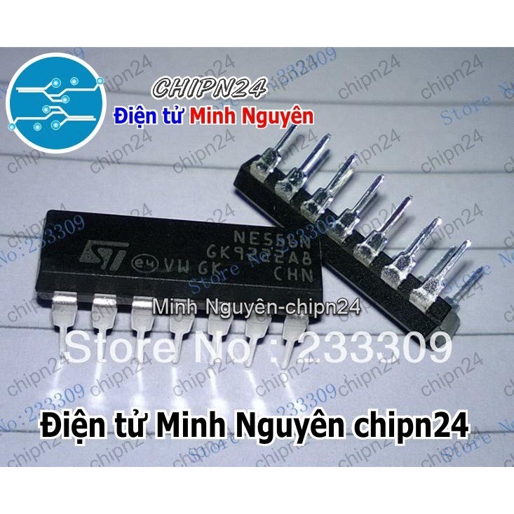 [3 con] (DIP) IC NE556 DIP-14 (NE556N) (IC tạo xung vuông 2 Cổng Output)