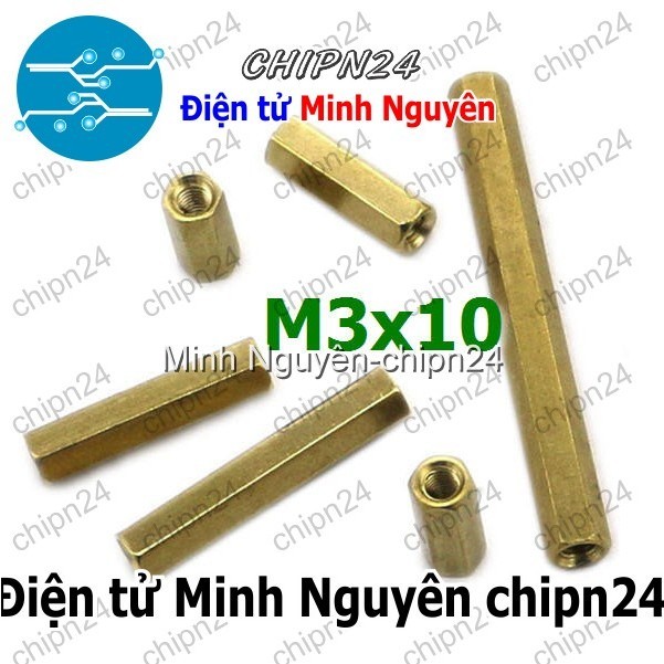 [10 cái] (F37) Cọc đồng M3x10 (C-C) (Trụ đồng, Ốc kê bo mạch)