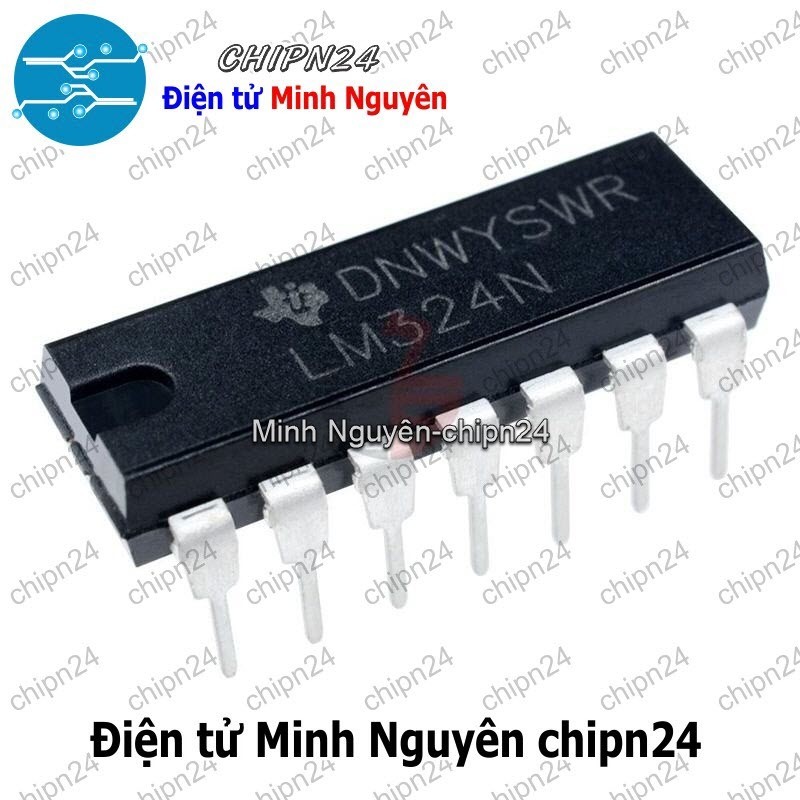 [4 con] (DIP) IC LM324 DIP-14 (LM324N) (IC khuếch đại thuật toán OpAmp)