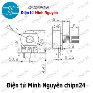 [3 cái] (F146) Biến trở Volume Đơn 10K Trục 15MM WH148 (B103 103 Trục dài 15mm 3 chân)