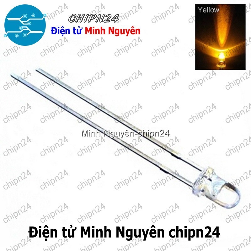 [50 con] (TK20) Led 3mm Trong màu Vàng (Led 3mm siêu sáng Vàng)