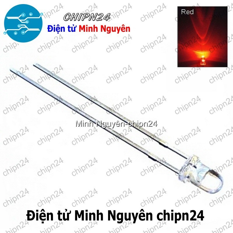 [50 con] (TK20) Led 3mm Trong màu Đỏ (Led 3mm siêu sáng Đỏ)