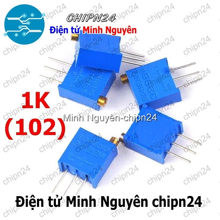 [3 con] (K377) Biến trở tinh chỉnh Dọc 3296W 1K (102) (Biến trở VR vi chỉnh W102)