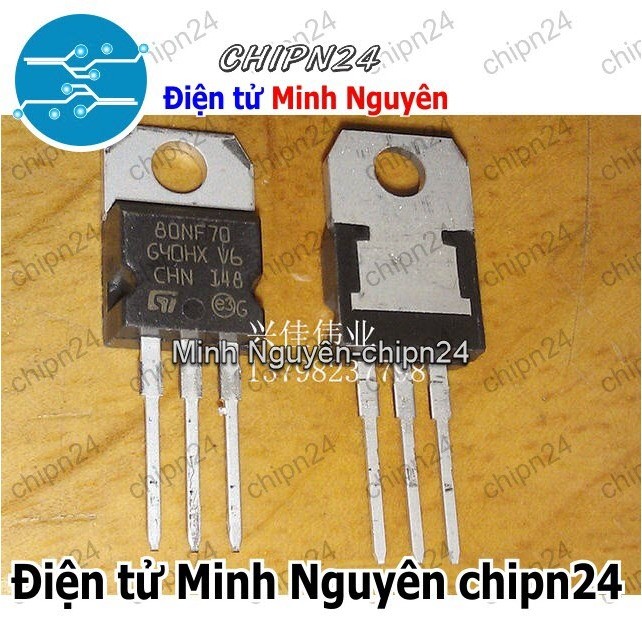 [1 con] (KT1) Mosfet 80NF70 TO-220 80A 70V Kênh N (STP80NF70)