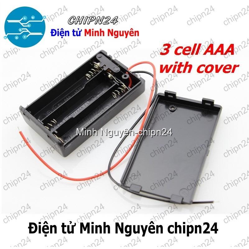 [1 cái] (C22) Hộp Đế pin 3 viên AAA (có nắp, có công tắc)