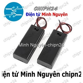 [1 cái] (C21) Hộp Đế pin 2 viên AAA (có nắp, có công tắc)