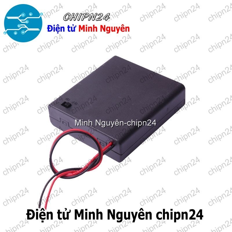 [1 cái] (C12) Hộp Đế pin 4 viên AA (có nắp, có công tắc)