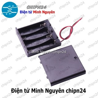 [1 cái] (C12) Hộp Đế pin 4 viên AA (có nắp, có công tắc)