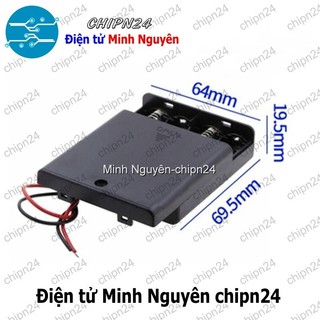 [1 cái] (C12) Hộp Đế pin 4 viên AA (có nắp, có công tắc)
