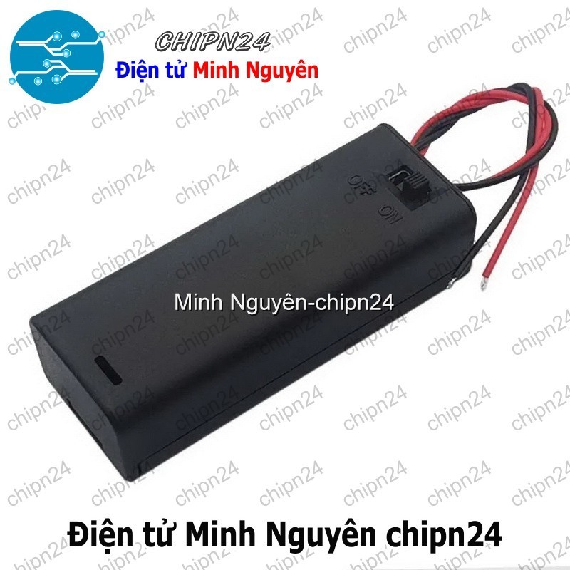 [2 cái] (C9) Hộp Đế pin 1 viên AA (có nắp, có công tắc)