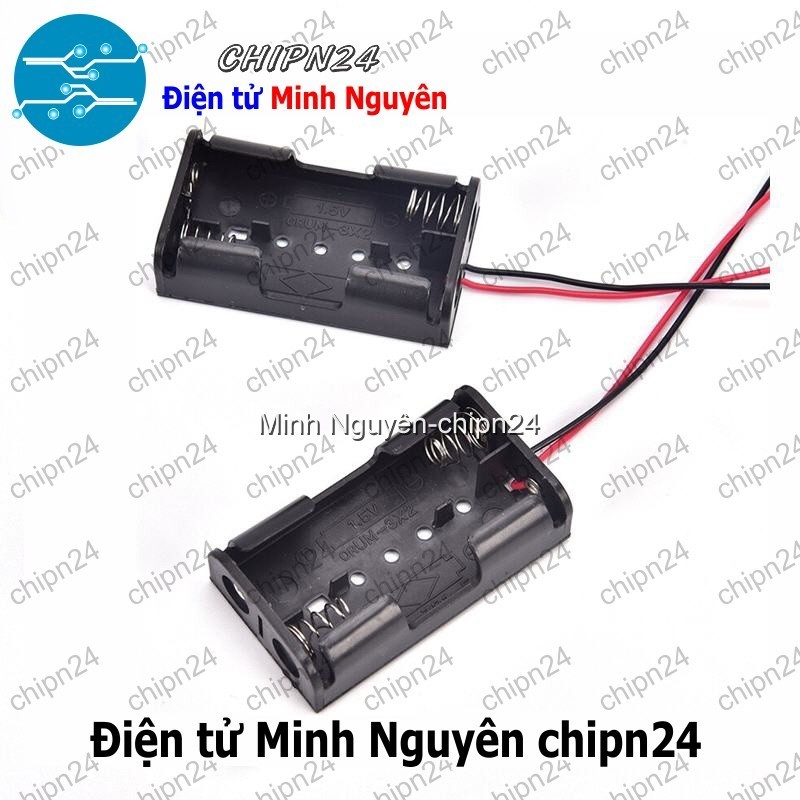 [2 cái] (C2) Hộp Đế pin 2 viên AA