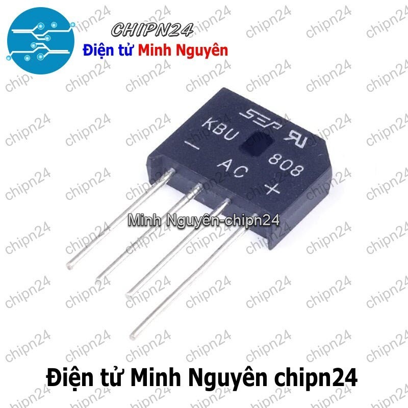 [2 con] (F56) Cầu Diode KBU808 8A 800V (8A dẹt)