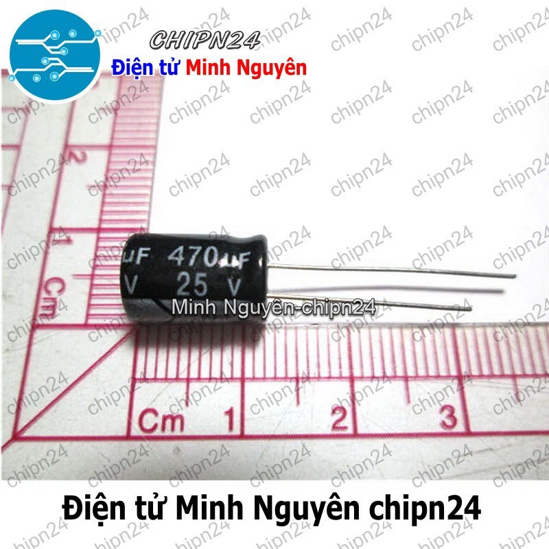 [5 con] (F256) Tụ hóa 470uF 25V Đen (8x12mm)