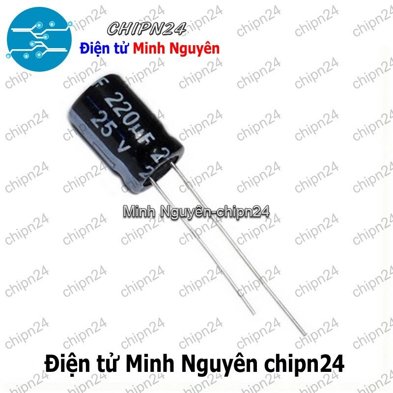 [10 con] (F254) Tụ hóa 220uF 25V Đen (8x12mm)