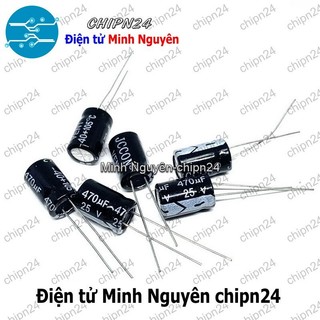 [5 con] (F256) Tụ hóa 470uF 25V Đen (8x12mm)