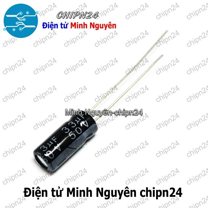 [25 con] (F248) Tụ hóa 33uF 50V Đen (5x11mm)