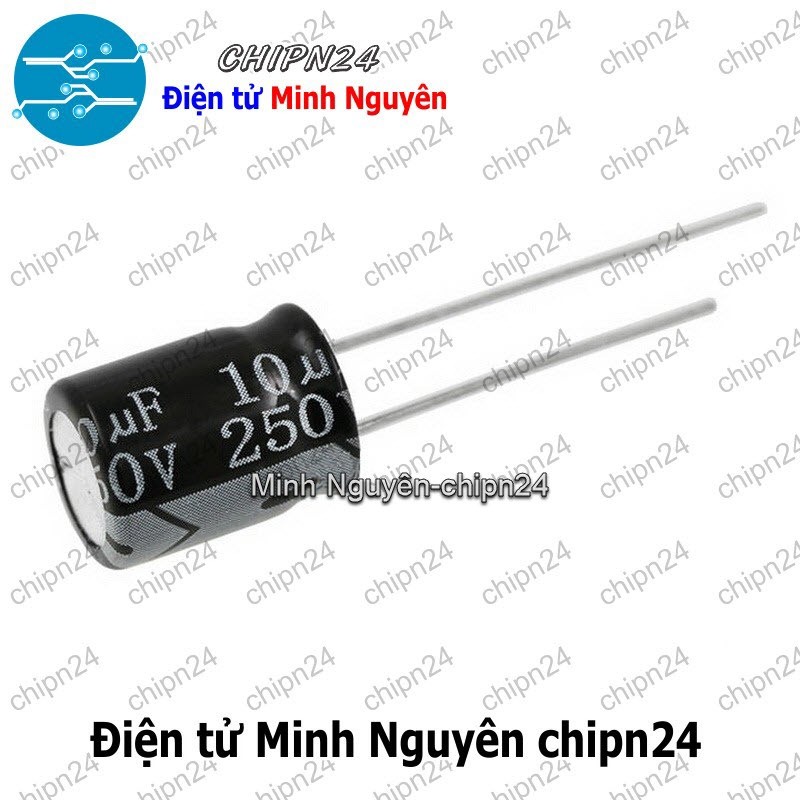 [10 con] (F249) Tụ hóa 10uF 250V Đen (10x13mm)
