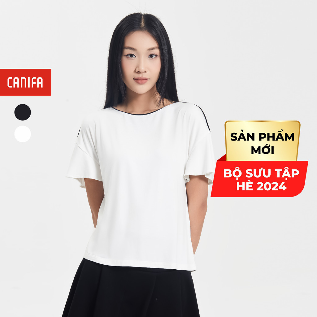 Áo phông nữ CANIFA áo thun nữ tay bèo chất liệu viscose mềm mại 6TS24S010