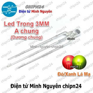 [25 con] (TK11-12) Led 2 màu 3 chân 3MM Trong (Đỏ/Vàng/Xanh Lá/Dương, Âm chung/Dương chung) - [Chọn Loại]