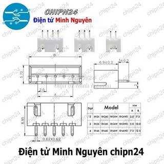 [10 cái] (F297-298) Header XH2.54 Đực Thẳng (2P/3P/4P/5P/6P/7P/8P/9P/10P/11P/12P/14p) - [Chọn Loại]