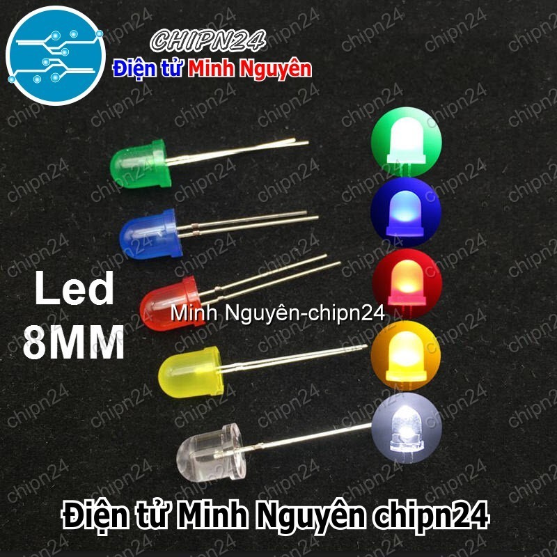 (TK3) Led 8mm Vỏ Đục Màu ra Màu (Đỏ/Vàng/Xanh Lá/Dương/Trắng) - [Chọn Loại]
