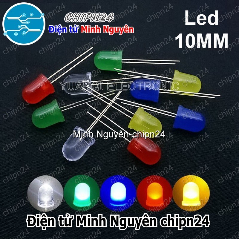 (TK15) Led 10mm Vỏ Đục Màu ra Màu (Đỏ/Vàng/Xanh Lá/Dương/Trắng) - [Chọn Loại]