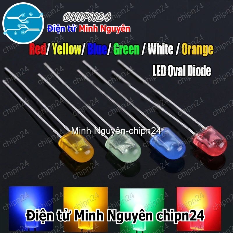 (TK1) Led Oval 5mm (Đỏ/Vàng/Xanh Lá/Dương/Trắng/Cam) - [Chọn Loại]