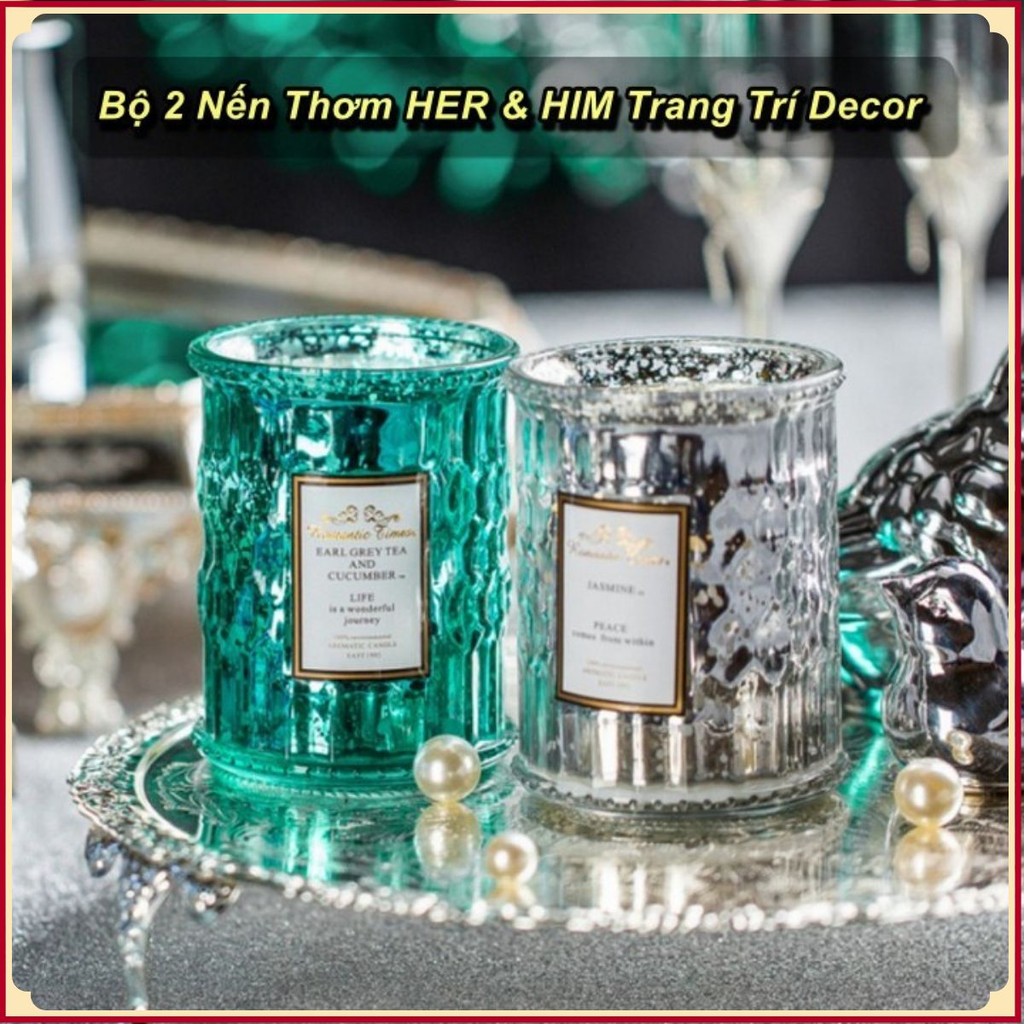 Bộ 2 Nến Thơm HER & HIM Cao Cấp Trang Trí Decor 💯Store VN💯