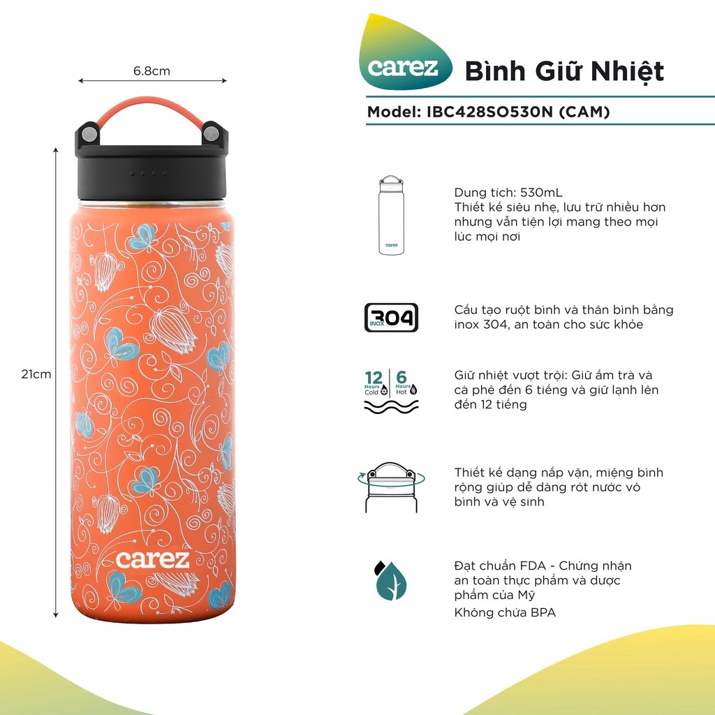 Bình Giữ Nhiệt Carez 530ml  IBC428SO530N
