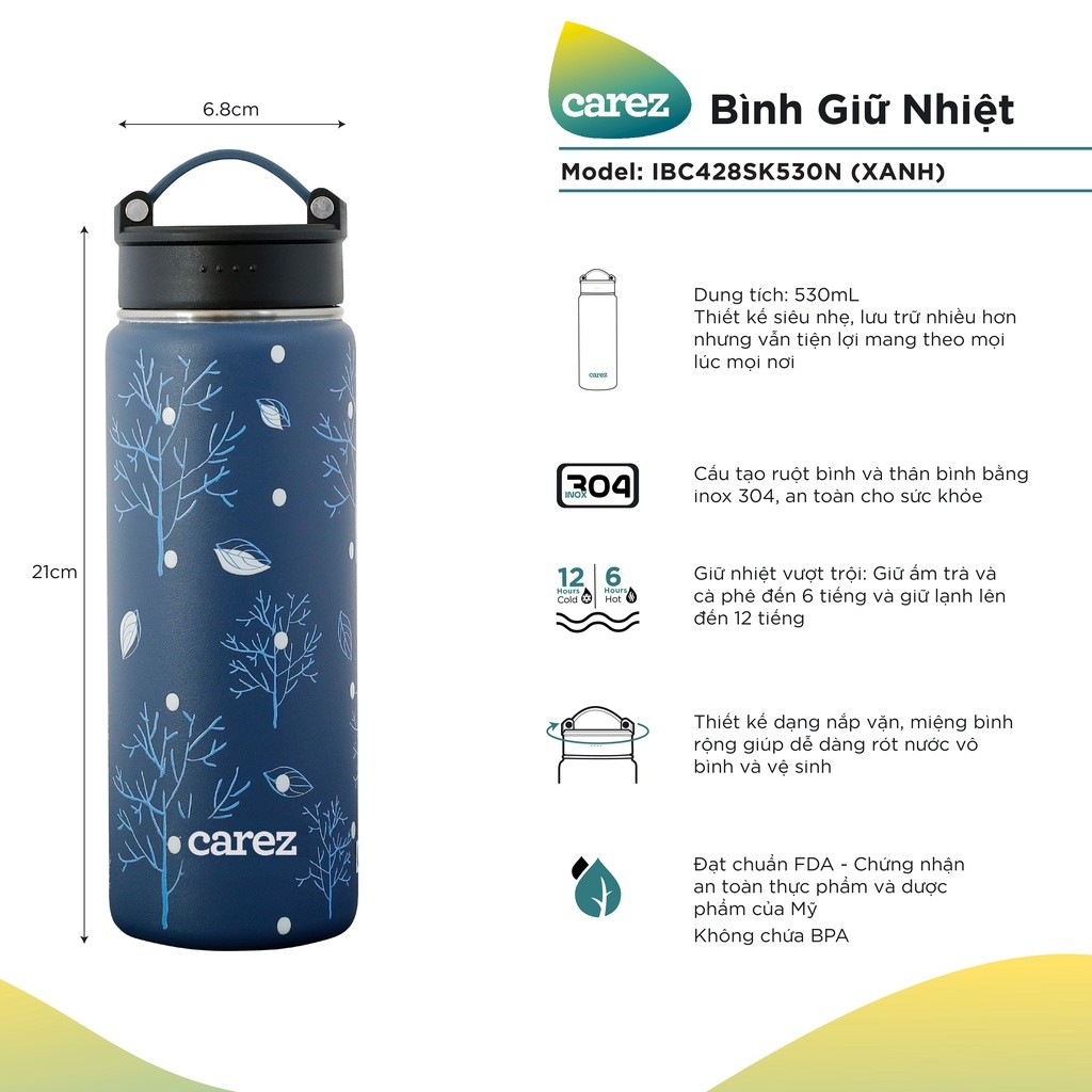 BÌNH GIỮ NHIỆT CAREZ 530ml IBC428SK530N