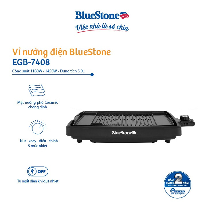 Vỉ Nướng Điện BlueStone EGB-7408