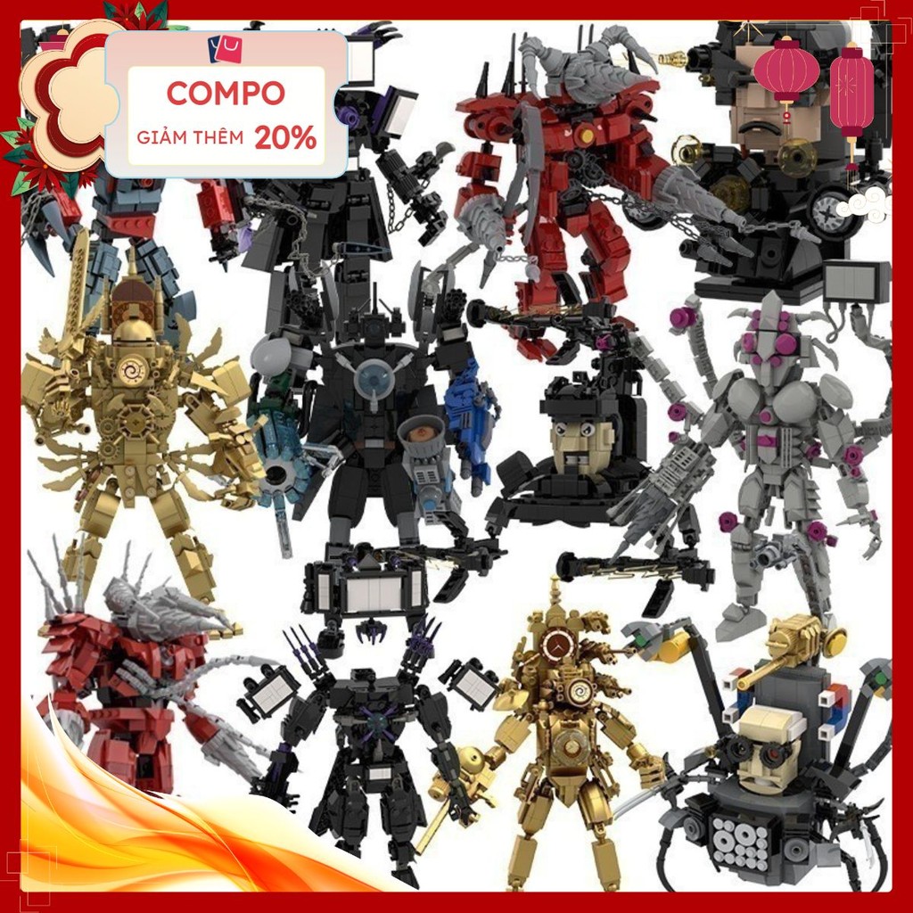 ( Gía Sốc ) Khối xây dựng đồ chơi trượt tuyết Lego / Nâng cấp người quay phim Titan / Điện thoại loa
