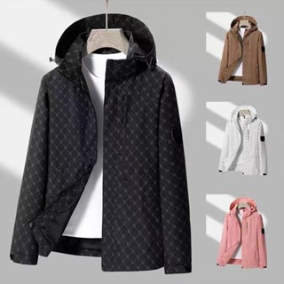  Áo khoác gió nam nữ 2 lớp  mã kẻ B  Áo chống nắng chất liệu gió mềm chống nước chống gió chống bụi - Wanghu Boutique 