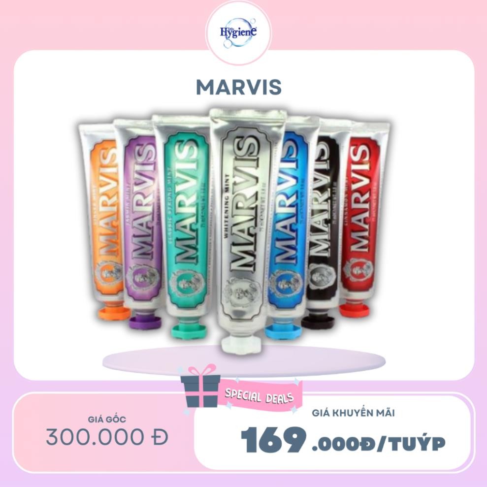 [TẶNG BÀN CHẢI NHẬT] Kem Đánh Răng MARVIS Whitening Mint 85ML - The Hally Shop