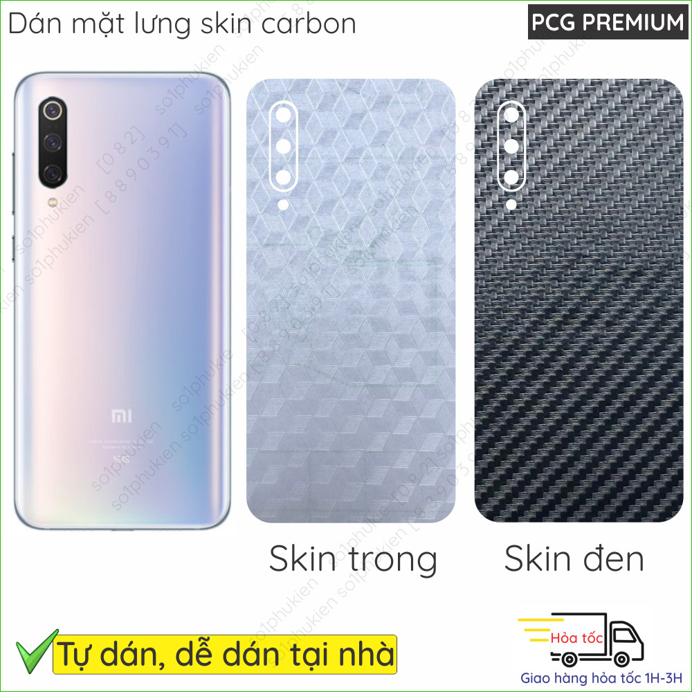 Miếng dán mặt lưng skin carbon Xiaomi Mi CC9e/CC9 Pro/Mi 9 SE/Mi 9 Pro/Mi 9 Lite