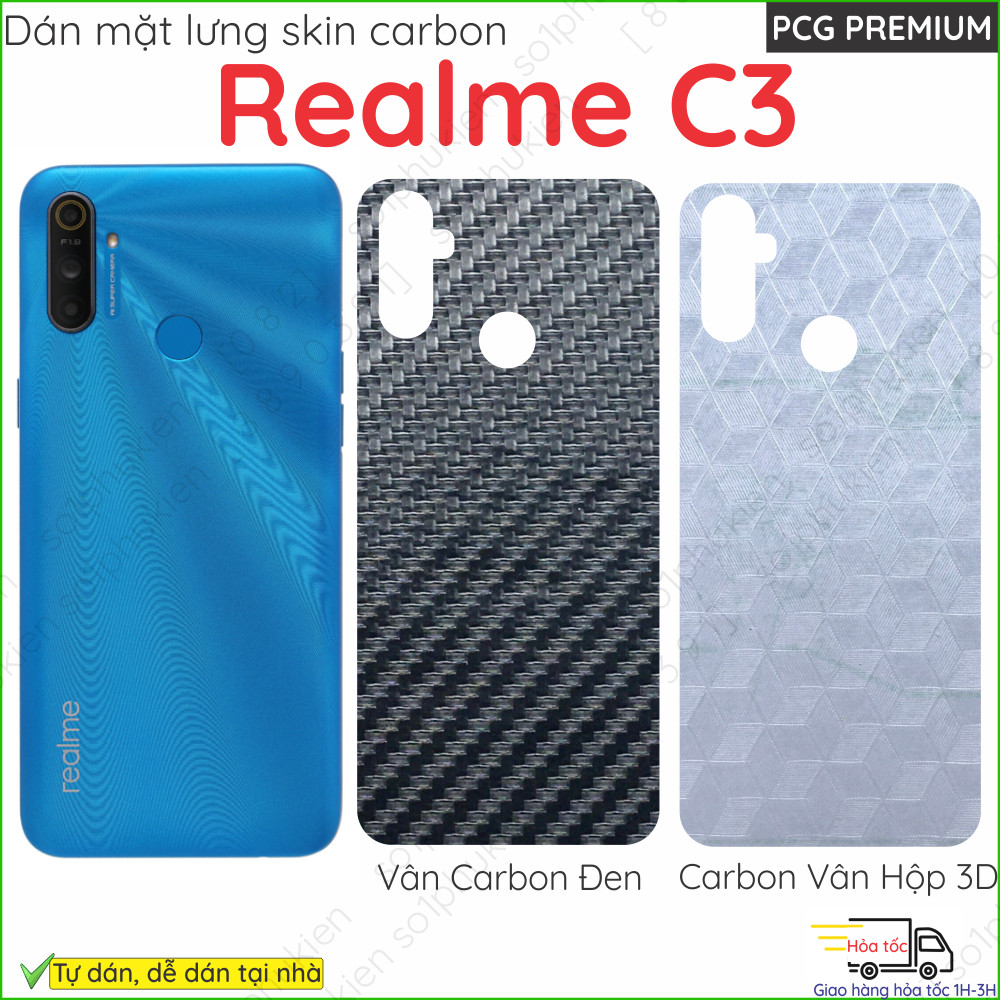 Miếng dán mặt lưng skin carbon Realme C3