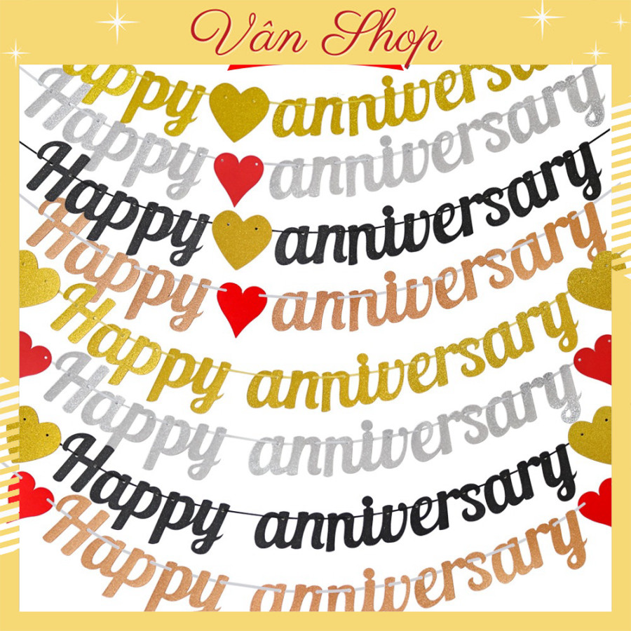 Dây Chữ Happy Anniversary Trang Trí Tiệc Ngày Kỉ Niệm
