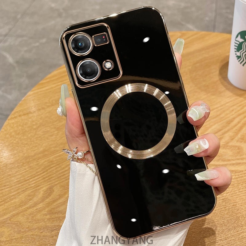 Ốp điện thoại OPPO RENO 7 4G RENO 7 PRO Ốp điện thoại TPU silicon mạ điện với vỏ mềm hút từ tính đơn giản và ống kính chống rơi