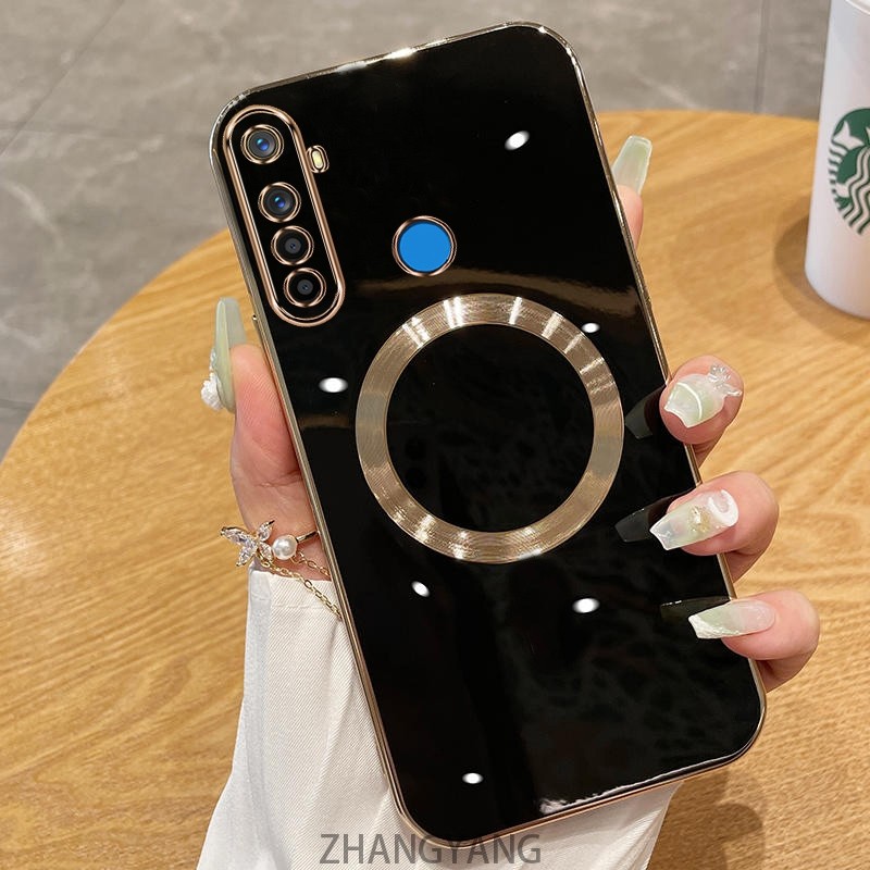 Ốp lưng Realme 5 5i 5s 6i c3 5 Pro Vỏ điện thoại TPU silicon mạ điện với vỏ mềm hút từ tính đơn giản và ống kính chống rơi