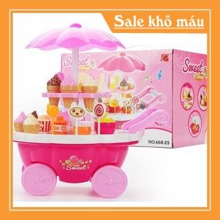 đồ chơi xe đẩy bán kem có nhạc, đồ chơi xe đẩy kem xe bán kem