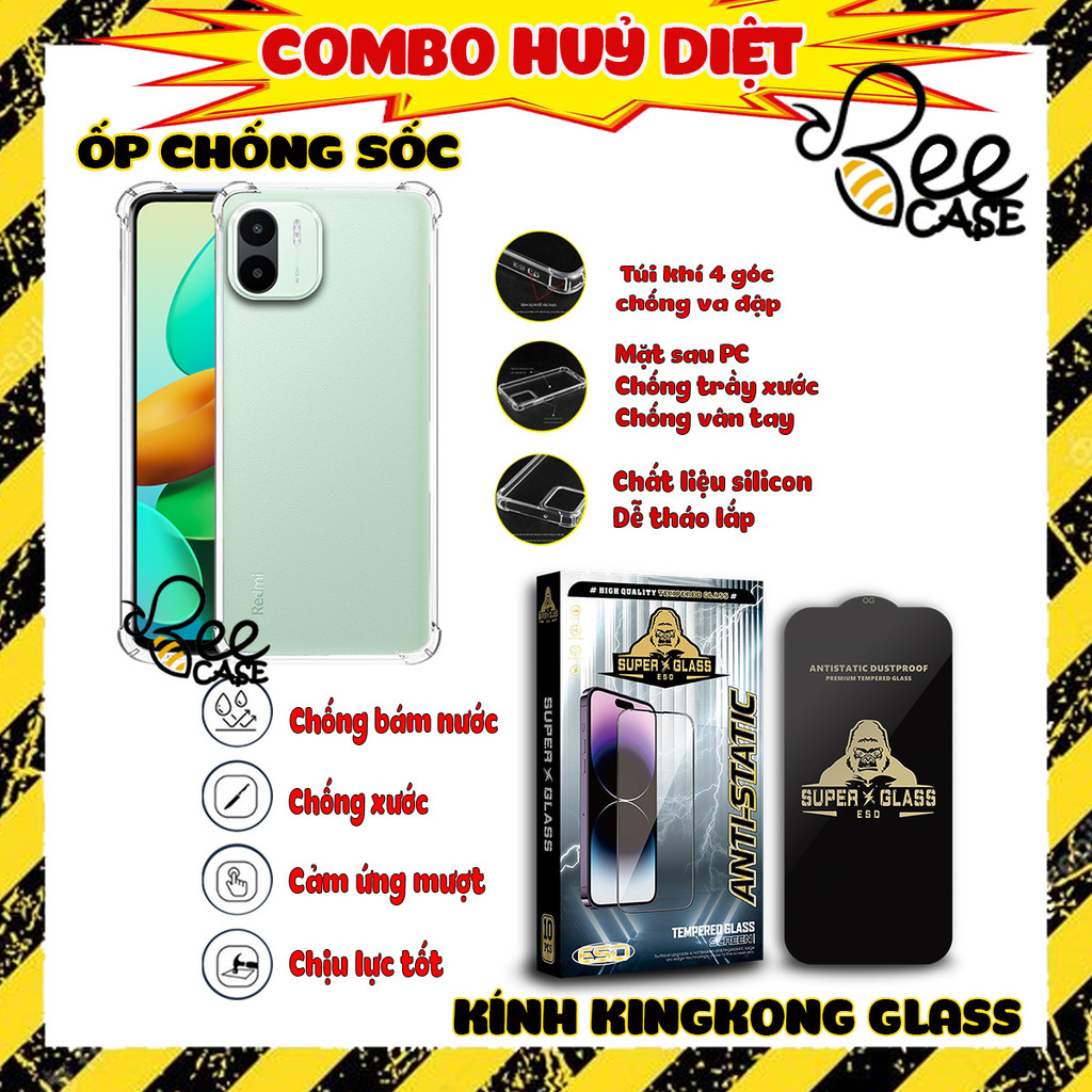 COMBO ốp lưng + kính cường lực cao cấp Redmi A1 / A1+ PLUS , Redmi A2 / A2+ chính hãng