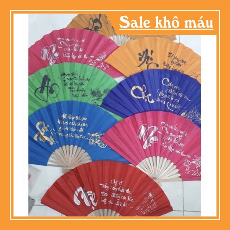quạt lụa thư pháp