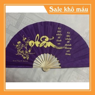 quạt lụa thư pháp