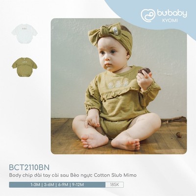Bubaby - Body chip dài tay cài sau Bèo ngực Cotton Slub Mimo BDY273057